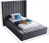 Kiki Grey Velvet Twin Bed from Meridian - Luna Furniture