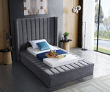 Kiki Grey Velvet Twin Bed from Meridian - Luna Furniture