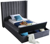 Kiki Grey Velvet Twin Bed from Meridian - Luna Furniture