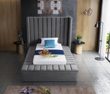 Kiki Grey Velvet Twin Bed from Meridian - Luna Furniture