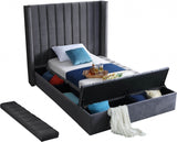 Kiki Grey Velvet Twin Bed from Meridian - Luna Furniture