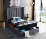 Kiki Grey Velvet Twin Bed from Meridian - Luna Furniture