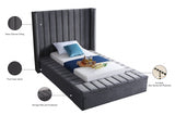 Kiki Grey Velvet Twin Bed from Meridian - Luna Furniture