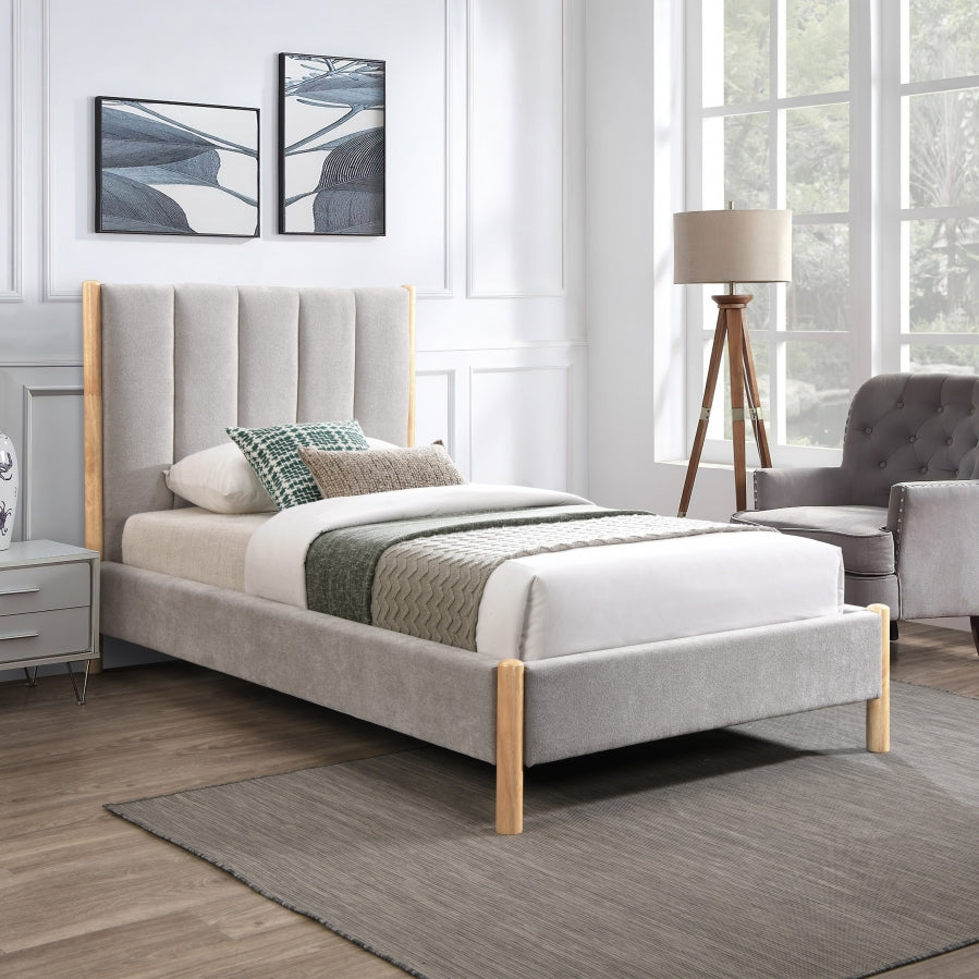 Grey Kona Fabric Twin Twin Bed from Meridian - Luna Furniture