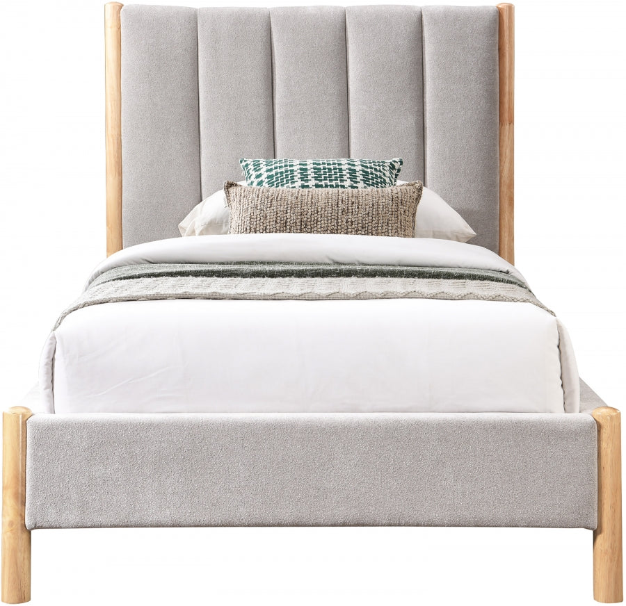 Grey Kona Fabric Twin Twin Bed from Meridian - Luna Furniture