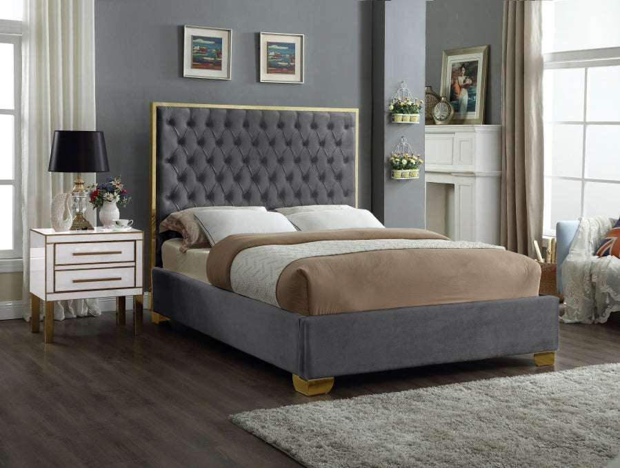 Lana Grey Velvet Full Bed from Meridian - Luna Furniture