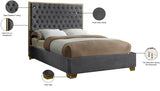 Lana Grey Velvet Full Bed from Meridian - Luna Furniture