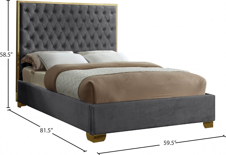 Lana Grey Velvet Full Bed from Meridian - Luna Furniture