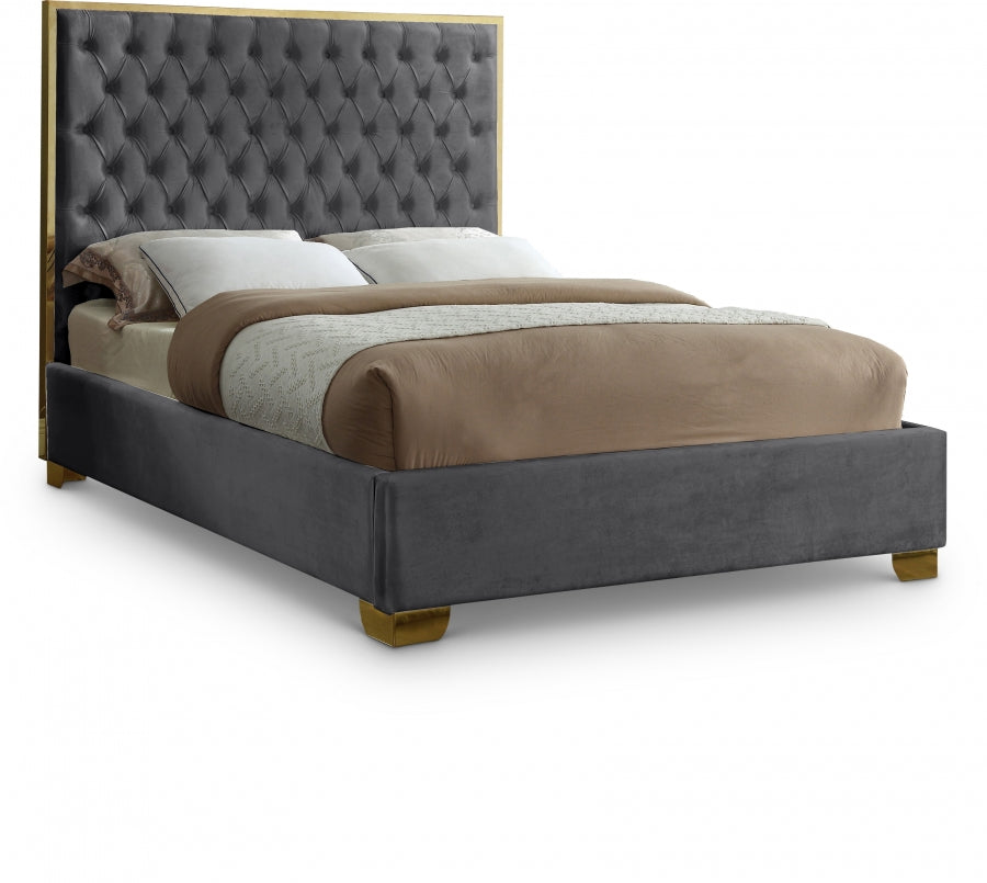 Lana Grey Velvet King Bed from Meridian - Luna Furniture