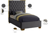 Lana Grey Velvet Twin Bed from Meridian - Luna Furniture