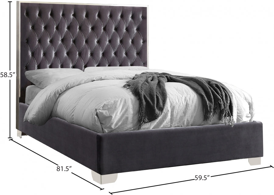 Lexi Grey Velvet Full Bed from Meridian - Luna Furniture