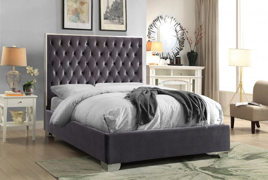 Lexi Grey Velvet King Bed from Meridian - Luna Furniture