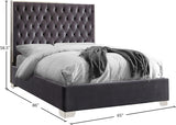 Lexi Grey Velvet Queen Bed from Meridian - Luna Furniture