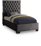 Lexi Grey Velvet Twin Bed from Meridian - Luna Furniture