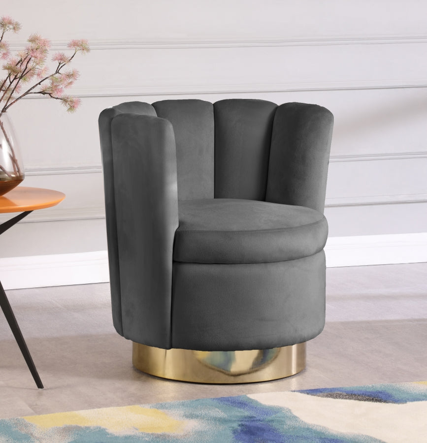 Lily Grey Velvet Accent Chair from Meridian - Luna Furniture