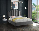 Lily Grey Velvet Queen Bed from Meridian - Luna Furniture