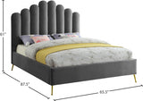 Lily Grey Velvet Queen Bed from Meridian - Luna Furniture