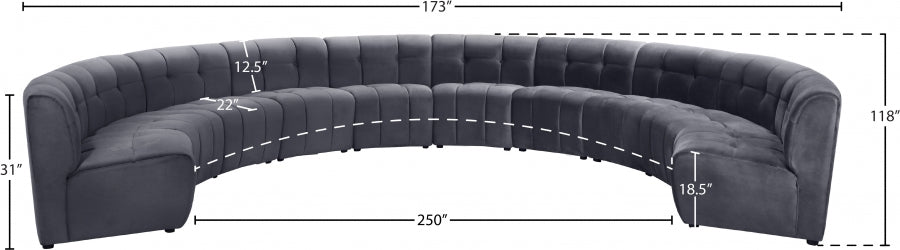 Limitless Grey Modular Velvet 10-Piece Sectional from Meridian - Luna Furniture