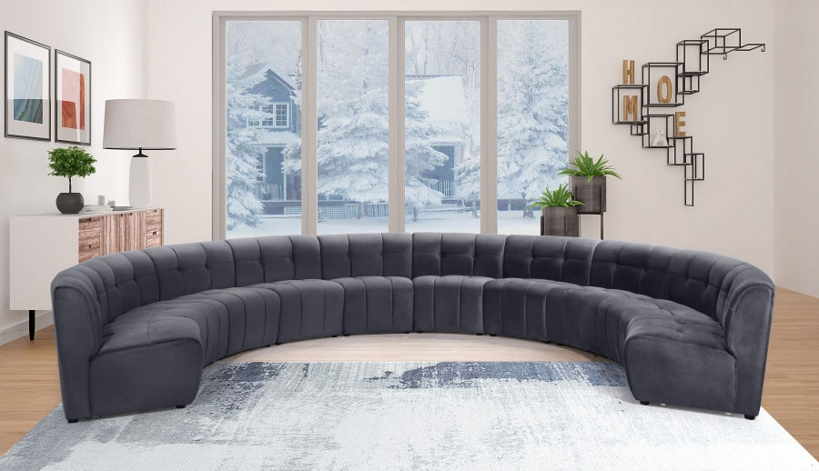 Limitless Grey Modular Velvet 10-Piece Sectional from Meridian - Luna Furniture