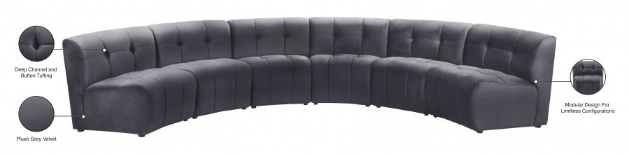 Limitless Grey Modular Velvet 6-Piece Sectional from Meridian - Luna Furniture