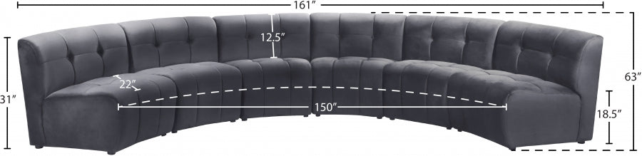 Limitless Grey Modular Velvet 6-Piece Sectional from Meridian - Luna Furniture