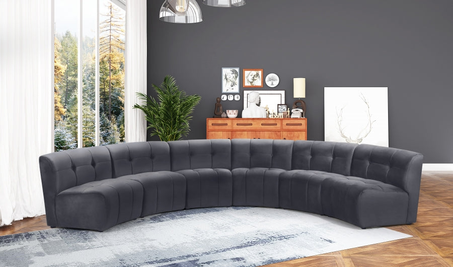 Limitless Grey Modular Velvet 6-Piece Sectional from Meridian - Luna Furniture