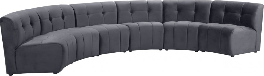 Limitless Grey Modular Velvet 6-Piece Sectional from Meridian - Luna Furniture