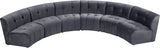 Limitless Grey Modular Velvet 6-Piece Sectional from Meridian - Luna Furniture