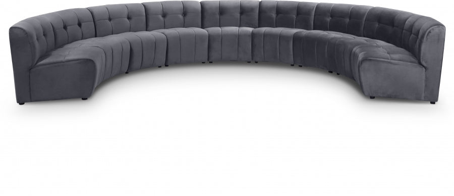 Limitless Grey Modular Velvet 9-Piece Sectional from Meridian - Luna Furniture