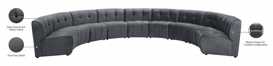 Limitless Grey Modular Velvet 9-Piece Sectional from Meridian - Luna Furniture