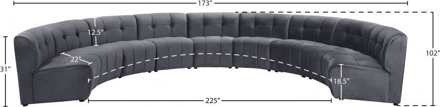 Limitless Grey Modular Velvet 9-Piece Sectional from Meridian - Luna Furniture