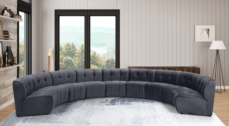 Limitless Grey Modular Velvet 9-Piece Sectional from Meridian - Luna Furniture