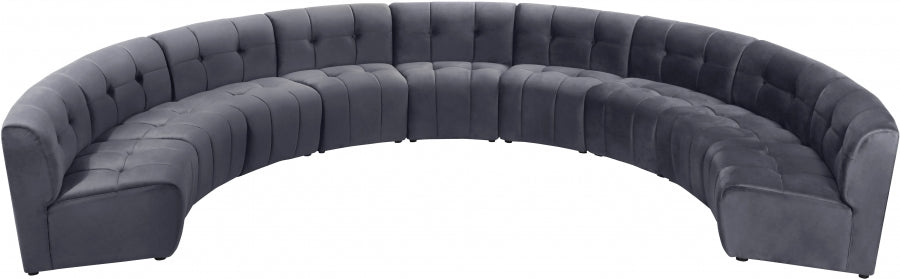 Limitless Grey Modular Velvet 9-Piece Sectional from Meridian - Luna Furniture