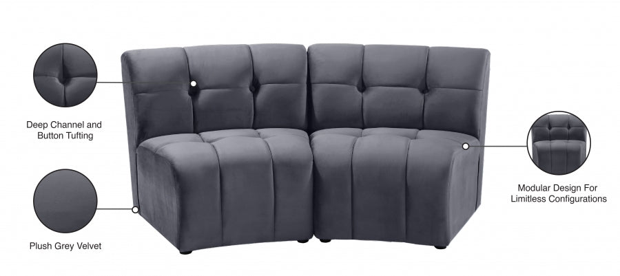 Limitless Grey Modular Velvet Loveseat from Meridian - Luna Furniture