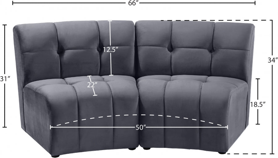 Limitless Grey Modular Velvet Loveseat from Meridian - Luna Furniture