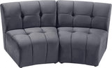 Limitless Grey Modular Velvet Loveseat from Meridian - Luna Furniture