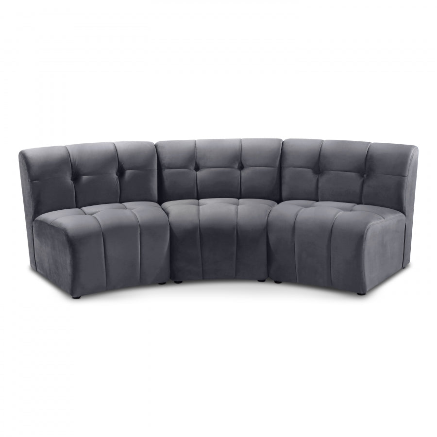 Limitless Grey Modular Velvet Sofa from Meridian - Luna Furniture