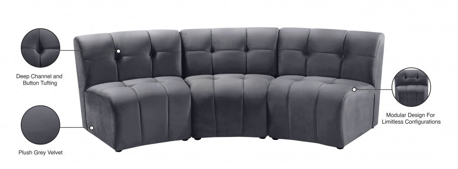 Limitless Grey Modular Velvet Sofa from Meridian - Luna Furniture