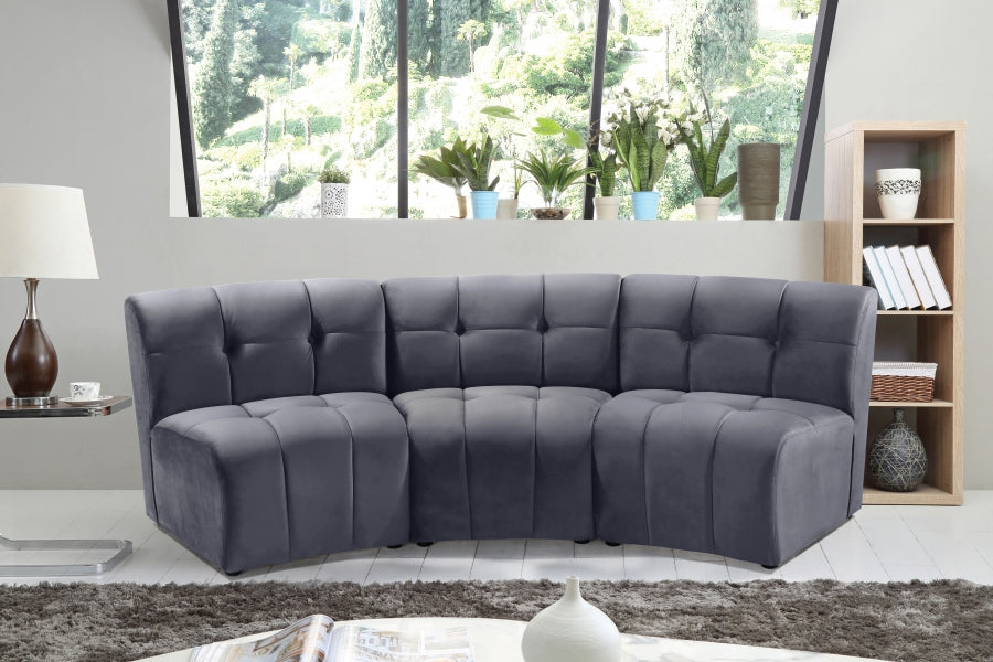 Limitless Grey Modular Velvet Sofa from Meridian - Luna Furniture