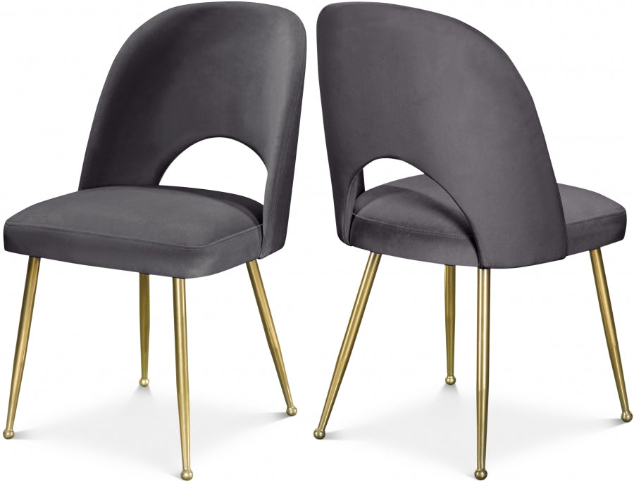 Logan Grey Velvet Dining Chair, Set of 2 from Meridian - Luna Furniture