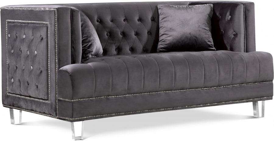 Lucas Grey Velvet Loveseat from Meridian - Luna Furniture