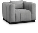 Grey Lucia Linen Textured Fabric Living Room Chair from Meridian - Luna Furniture