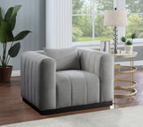 Grey Lucia Linen Textured Fabric Living Room Chair from Meridian - Luna Furniture