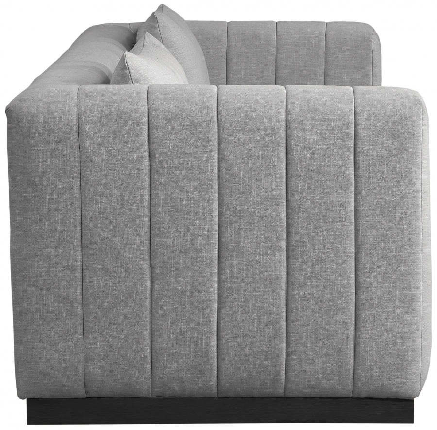 Grey Lucia Linen Textured Fabric Sofa from Meridian - Luna Furniture