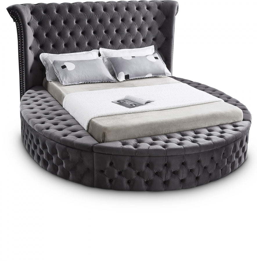 Luxus Grey Velvet Queen Bed from Meridian - Luna Furniture