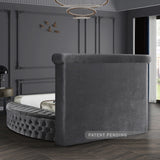 Luxus Grey Velvet Queen Bed from Meridian - Luna Furniture