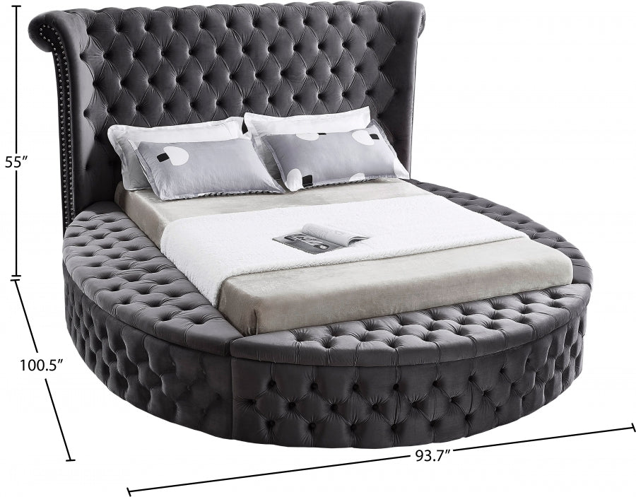 Luxus Grey Velvet Queen Bed from Meridian - Luna Furniture