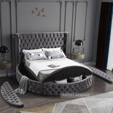 Luxus Grey Velvet Queen Bed from Meridian - Luna Furniture