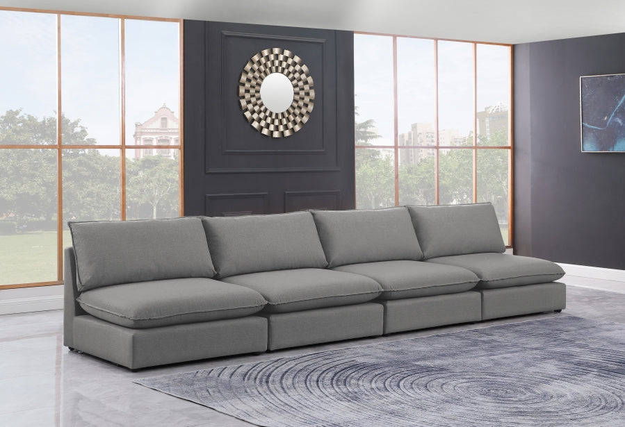 Mackenzie Grey Linen Textured 160" Modular Sofa from Meridian - Luna Furniture