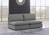 Mackenzie Grey Linen Textured 80" Modular Loveseat from Meridian - Luna Furniture